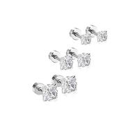 18G Princess Cut Set Clear CZ cartilagine piccoli orecchini per donne ragazze cristallo quadrato CZ bilanciere trago elica vite Sleeper piatto posteriore piercing Hypollergenic gioielli 3mm/4mm/5mm