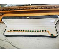 18k Finitura Oro Giallo Exotic Verde Smeraldo Sintetico Diamanti Tennis