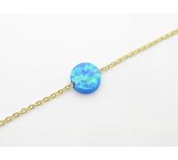 18k Oro Argento Sterling Blu Opale Luna Piena Forma Caviglia Bracciale Regalo