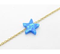 18k Oro Argento Sterling Blu Opale Stella Taglio Forma Fuori Caviglia Bracciale