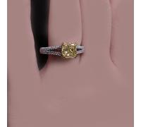 18k Oro Bianco 2.80 CT GIA Cuscino Cut Diamond Engagement Anello Decorato Gialla