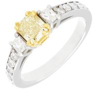 18k Oro Bianco Decorato Giallo GIA 2.10 Cuscino CT Cut Diamond Engagement Ring