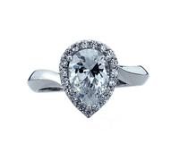 18k Oro Bianco Pera Forma Diamante Fidanzamento Anello 1.50 Carato GIA