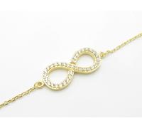 18k Oro Giallo Argento Sterling Bianco Zaffiro Infinito Design a Pavé Bracciale