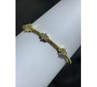 18k Oro Giallo Sterling Bracciale a Pavé Hamsa Mano Of God Cavo Bracciale Rigido