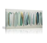 18meng Art Quadro da parete XXL verde piuma, 100 x 60 cm, 1 pezzo, decorazione da parete, grande da parete, stampa artistica, immagine panoramica, XXL, soggiorno, camera da letto, design in tela