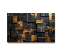 18meng Art Quadro su tela astratto oro nero, 100 x 60 cm, moderno, grande, XXL, su tela, per soggiorno, camera da letto, stampa artistica su tela, senza cornice
