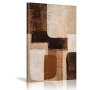 18meng Art Stampa su tela astratta, beige, marrone, minimalista, geometrica, grande XXL, moderna, soggiorno, cucina, stampa artistica da parete, 30 x 20 cm, con cornice