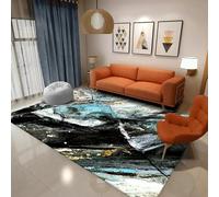 18meng Art Tappeto a pelo corto, 120 x 180 cm, astratto chic, con schizzi di inchiostro, moderno, morbido, effetto marmo, per soggiorno, camera da letto, sala da pranzo, corridoio, rettangolare,