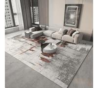 18meng Art Tappeto da soggiorno 150 x 180 cm rosso grigio astratto design moda a righe tappeti per soggiorno camera da letto sala da pranzo corridoio tappeto rettangolare lavabile in lavatrice
