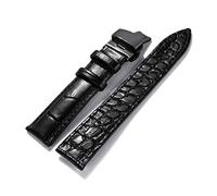 18mm/19mm/20mm/22mm di coccodrillo fasce di cuoio da polso impermeabile Men Assorbire Cinturino Pelle-amichevole sudore con Quick Release Buckle Deployment Tipo 6, 19mm