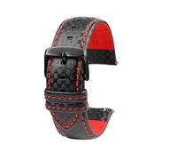 18Mm 20Mm 21Mm 22Mm 23Mm 24Mm Uomo Donna Cucitura Cinturino In Pelle Cinturino In Fibra Di Carbonio, Pin nero rosso, 20mm