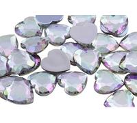 18mm Crystal AB H702 Iridescent Flat Back Heart Acrylic Rhinestones Plastic Gems Plastic Costume Jewels Embelishments - 30 Pieces