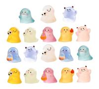 18pcs mini figurine fantasma simpatico piccolo bagliore nella resina scura luminosa figurine in miniatura di Halloween per la casa del paesaggio da giardino, figurina fantasma in stile mista casuale