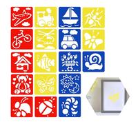 18Pcs Stencil per Pittura, Stencil di Disegno a Colori per Bambini Plastica Riutilizzabili Strumento di Pittura Animali Stampini Stencil a Forma di Animale per Pittura Scrapbooking Creazioni Fai da Te