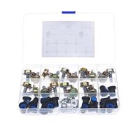 18Pcs WH148 Single Potentiometer Kit 3Pin B1K/5K/10K/20K/50K/100K/500K/1M with knobs Single potentiometer set Shaft Nuts +BOX NWPNLXEA