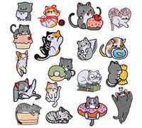 18Pezzi Toppe Termoadesive Bambini Gatto, Toppa Termoadesiva Denim, Toppe per Vestiti, Toppe Ricamate per Toppe per Bambini, Toppe in Denim Termoadesive per Jeans Kit di Riparazione Set Art Craft