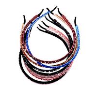 18Pz Cerchietti Eleganti Con Doppia Cristalli Colorati