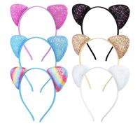 18Pz Orecchie Gatto Paillettes Tessuto Colorato