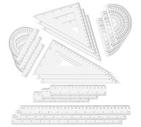 18pz Set Geometrie, Righello Plastica Righello Trasparente Goniometro Set Geometrie Pollici Metriche Set Geometrie Indispensabili per l'Aula Della Scuola Media per l'Aula e l'Ufficio