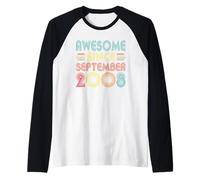18th Birthday Idea Awesome Since September 2008 18 Years Old Maglia con Maniche Raglan