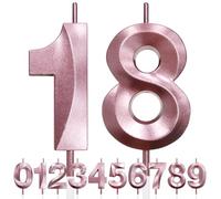 18th Candela di Compleanno Glitterata Oro Rosa, 3D Design Candele Numero, Decorazioni Cake Topper, Candela per Torta per Festa di Compleanno, Anniversario di Matrimonio, Decorazione di Festa