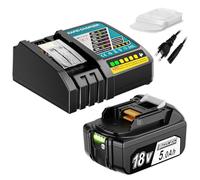 18V 5.0Ah Batteria con Caricabatterie per Makita Batteria 18V BL1815 BL1820 BL1830 BL1840 BL1850 BL1850B DC18RA DC18RC DC18RD