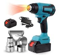 18V Pistola di Calore Termoretraibile Strumento di Avvolgimento Pistola Ad Aria Calda Asciugatrice Ad Aria Saldatura Ventilatore Termico con 3 Ugelli Asciugacapelli Domestico Industriale 1 battery