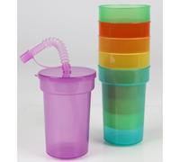 18x 6 Bicchiere Plastica 380ml Partybecher Bicchiere Gigante Coperchio Cannuccia