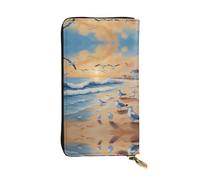 (19,1 x 10,4 cm) pochette lunga, gabbiani aviotrasportati con cerniera portafoglio in pelle con scomparti multipli grande capacità, un buon regalo per gli amici