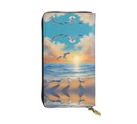 (19,1 x 10,4 cm) pochette lunga, gabbiani dal mare portafoglio in pelle con cerniera con scomparti multipli grande capacità, un buon regalo per gli amici