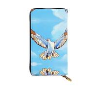 (19,1 x 10,4 cm) pochette lunga, gabbiani in volo con cerniera portafoglio in pelle con scomparti multipli grande capacità, un buon regalo per gli amici