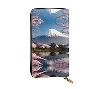 (19,1 x 10,4 cm) Pochette lunga, Monte Fuji all'inizio della primavera Portafoglio in pelle con cerniera con scomparti multipli grande capacità, un buon regalo per gli amici