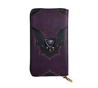 (19,1 x 10,4 cm) Pochette lunga, portafoglio in pelle nera con cerniera a pipistrello fantasma con più scomparti, grande capacità, un buon regalo per gli amici
