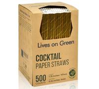 19,7 x 0,6 cm, cannucce usa e getta in carta dorata, 500 pezzi, per cocktail, matrimoni, feste, dimensioni standard