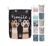 19.7in Waterproof Foldable Laundry Hamper, Dirty Clothes Laundry Basket, Linen Bin Storage Organizer for Toy Collection (Black Paw)