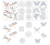 19 adesivi Suncatcher (7 farfalle, 6 libellule, 6 mandala), adesivi per finestre con prisma arcobaleno, per finestre, porte in vetro, negozi