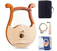19 Corde Metalliche Arpa Lira for Principianti, Strumento Arpa for Bambini Adulti, Arpa in Mogano con Chiave di Accordatura e Borsa for il Trasporto, Modelli Unici - Fiore e Gatto