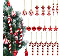 19 decorazioni per albero di Natale, decorazioni natalizie rosa, decorazioni per caramelle, stampelle, palline a forma di cuore rosa, palline di Natale da appendere per feste di Natale e decorazioni