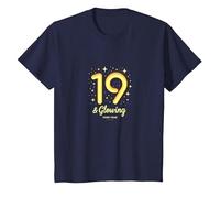 19 & Glowing: Scintillante Regalo per Il 19° Compleanno Maglietta, Bambini, Navy, 12 Anni
