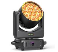 19 LED Zoom Teste Mobili, 285W RGBW 4 in 1 Moving Head Professionale Focus Wash DJ Luce con Striscia Luminosa per Matrimonio Palcoscenico Festa Concerto Natale Halloween