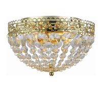 19-Markslojd Lighting - Plafoniera A Filo In Cristallo A 2 Luci Oro, Attacco E14