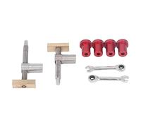 19 mm Woodworking Bench Dog Clamp | Stainless Steel & Brass CNC Machined Clip | Quick Clamping for Milling/Cutting/Grinding | 2 Wrenches + 4 Bench Dogs Included (Red Bench Dog)