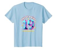19 & One of a Kind Compleanno Celebrazione Maglietta, Bambini, Celeste, 12 Anni