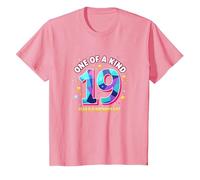 19 & One of a Kind Compleanno Celebrazione Maglietta, Bambini, Rosa, 12 Anni