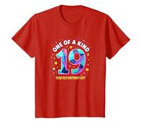 19 & One of a Kind Compleanno Celebrazione Maglietta, Bambini, Rosso, 12 Anni