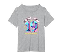 19 & One of a Kind Compleanno Celebrazione Maglietta, Donna Plus-Size, Grigio Melange, 5X