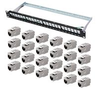 19" Pannello patch CAT7 Keystone set, 24 Port, 1U con campo di etichettatura, in