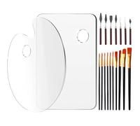 19 Pezzi Capelli Nylon Pennelli per Dipingere Set, Spatole per Pittura Acciaio Inossidabile, Set Pennelli Pittura Acquerello, 2 Forme Tavolozza per Dipingere Acrilico, per Guazzo