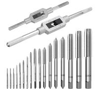 19 Pezzi Maschi per Filettare Metrici Set, M1-M3,5, M4, M5, M6, M8, M10, M12 Set di Maschi Filettatori e Filiere, Kit di Maschiatura Filettatura Manuale con Giramaschi a Cricchetto Regolabile
